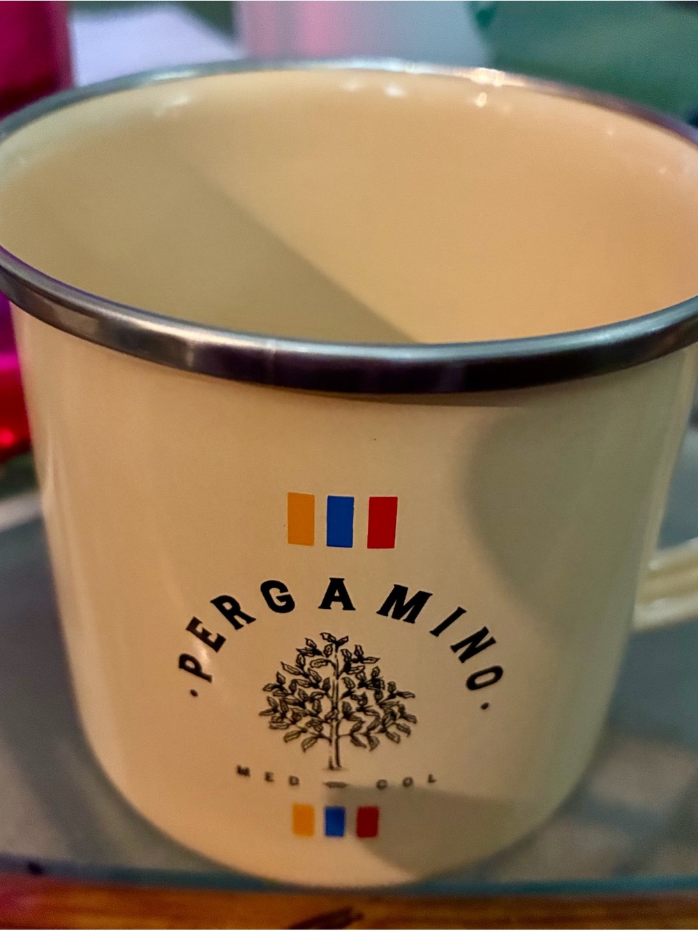 Pergamino Cream Enamel Camping Mug -